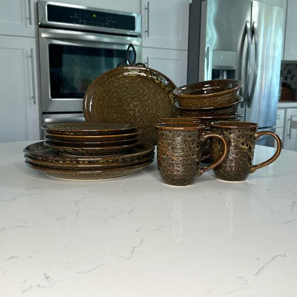 Jaclyn Smith Today Series Mottled Brown Pattern Coffee Mugs Set of 2 - Picture 9 of 10